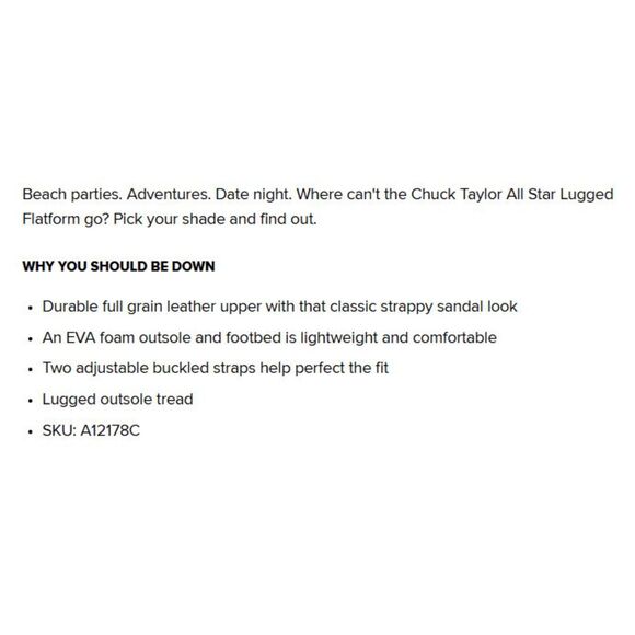 Converse CTAS Black Leather Lugged Flatform Two Strap Sandals Women's Size 9 NIB - Picture 14 of 14